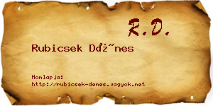 Rubicsek Dénes névjegykártya